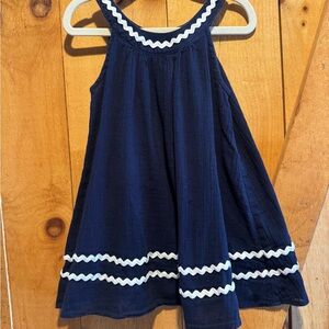 Janie and Jack Navy and White Ric Rac Cotton Summer Dress, Size 3